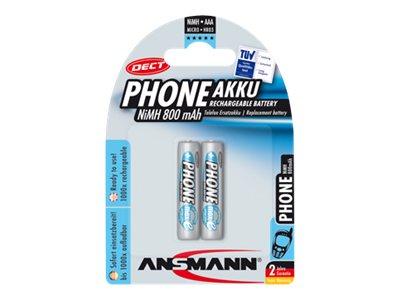 2 ANSMANN Akkus DECT Micro AAA 800 mAh