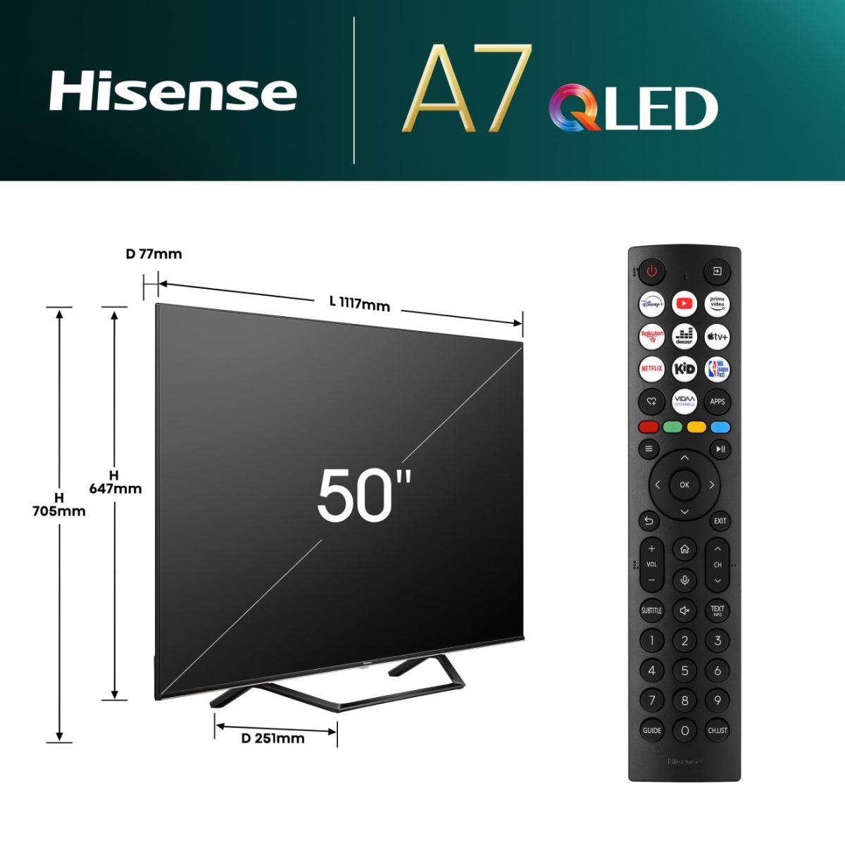 HISE QLEDFernseher 4K 50A7NQ 50 Zoll