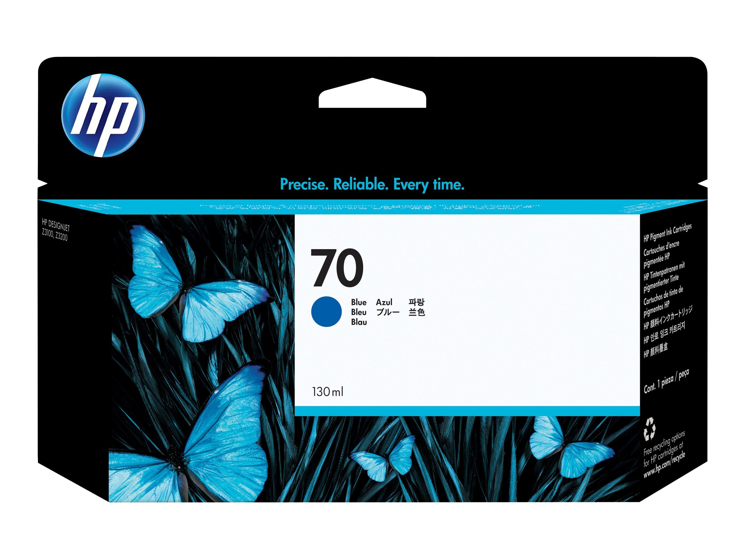 HP 70 original Ink cartridge C9458A blue standard capacity 130ml 1-pack with Vivera Ink cartridge HP 70 original Ink cartridge C9458A blue standard capacity 130ml 1-pack with Vivera Ink cartridge