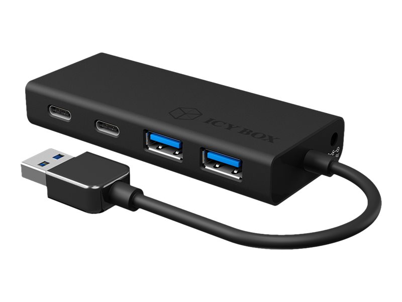 ICY BOX IB-HUB1425-C3 USB 3.0 HUB mit 2x USB 3.0 Type-A und 2x USB 3.0 Type-C Integriertes USB Kabel - Lange 10 cm Aluminium ICY BOX IB-HUB1425-C3 USB 3.0 HUB mit 2x USB 3.0 Type-A und 2x USB 3.0 Type-C Integriertes USB Kabel - Lange 10 cm Aluminium