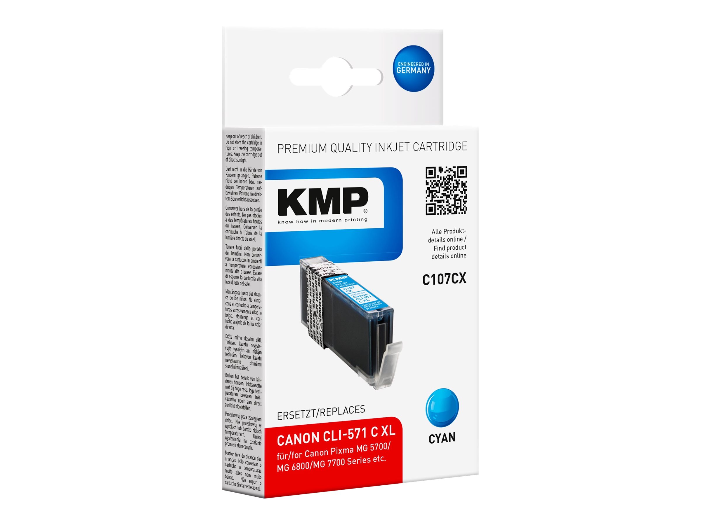 KMP C107CX  cyan Druckerpatrone kompatibel zu Canon CLI-571 XL C