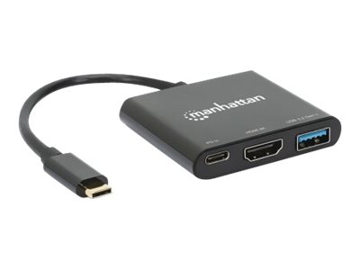 USB-C auf HDMI 3-in-1 Docking-Konverter mit Power Delivery 100W HDMI 4K30Hz USB-A 5Gbit/s Buchsen Passthrough-Ladeanschl.
