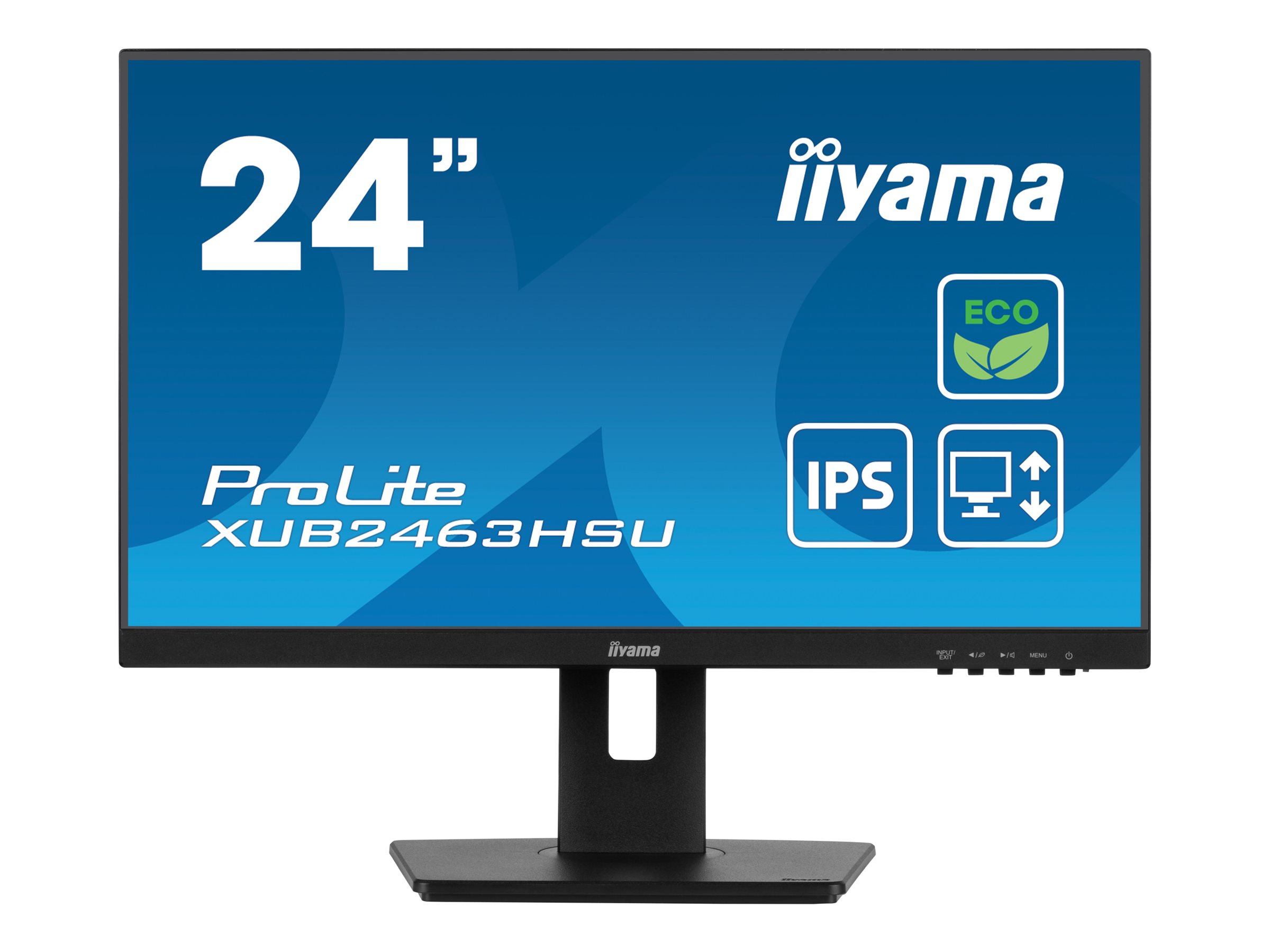 IIYAMA XUB2463HSU-B1 60,45cm 23,8Zoll ETE IPS EyeComfort/EyeSafe 2.0 FHD 100Hz 250cd/m2 3ms Speakers HDMI DP 2xUSB 3.2 15cm Heigt