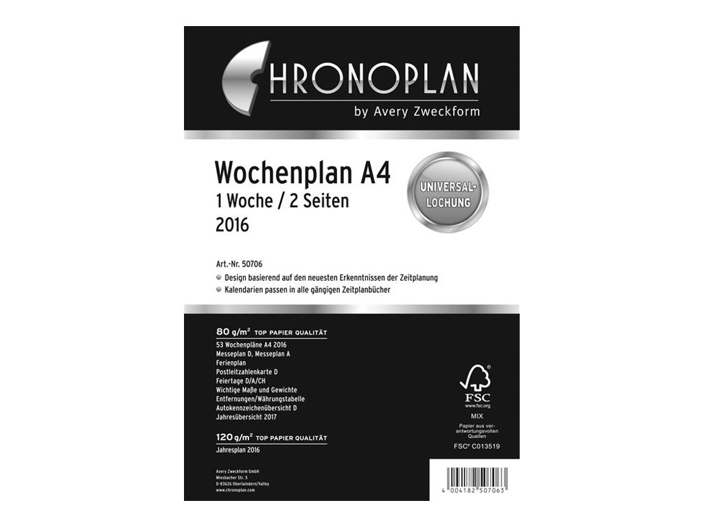 CHRONOPLAN Kalendereinlage 2026 Wochenplan A4