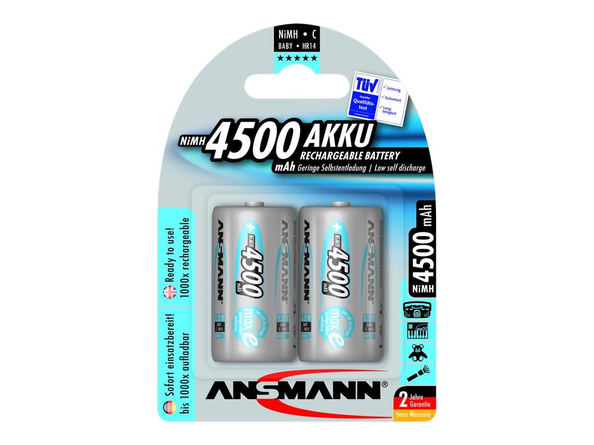 2 ANSMANN Akkus Baby C 4.500 mAh