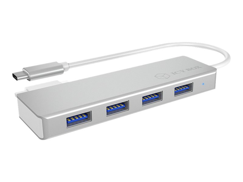 ICY BOX IB-HUB1425-C3 USB 3.0 Type-C HUB mit 4x USB 3.0 Type-A integriertes USB Kabel