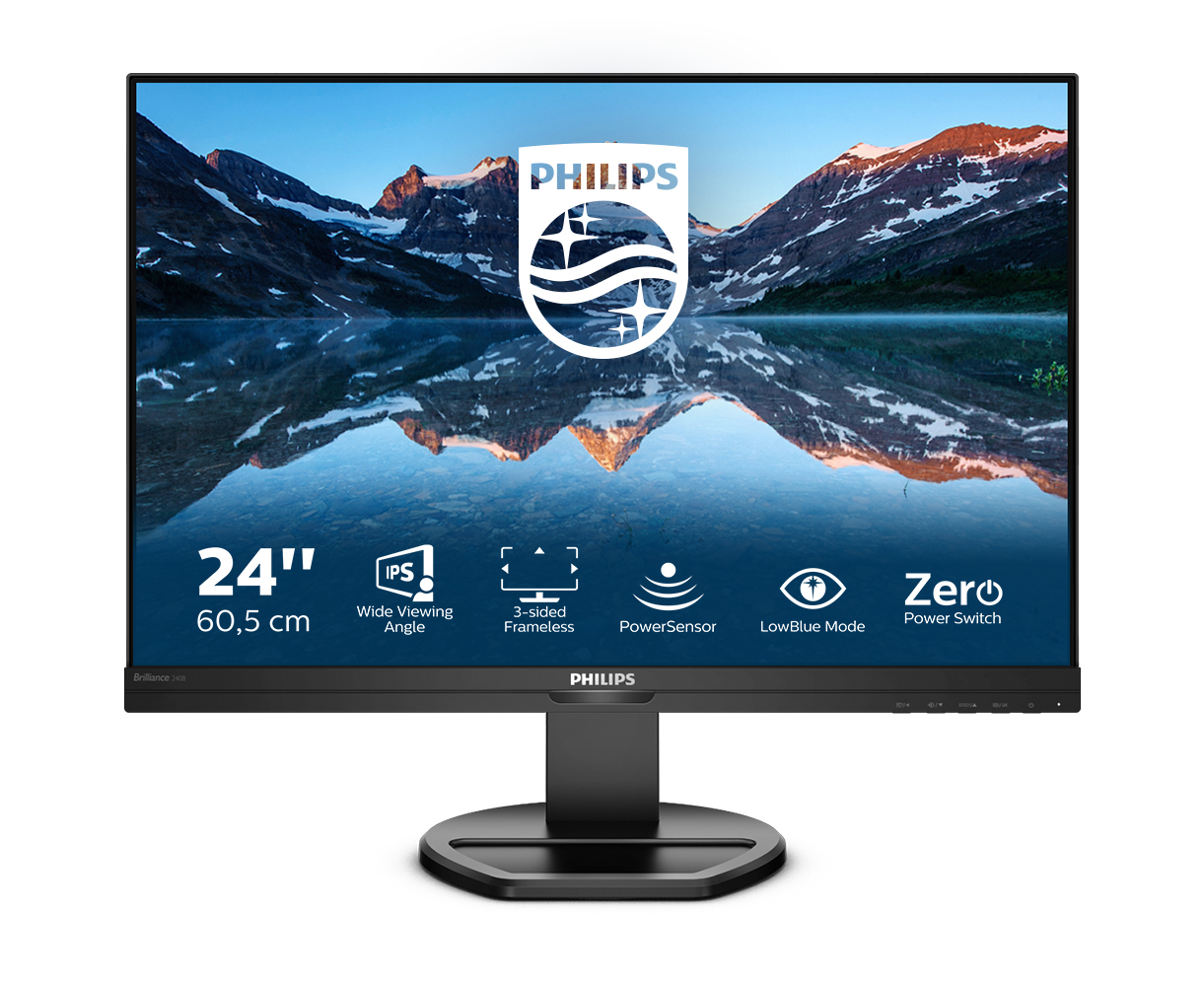 61,1cm24,1 1920x1200 Philips B Line 240B9 1610 WUXGA IPS 4ms 75Hz HDMI DVI VGA DP Speaker Black