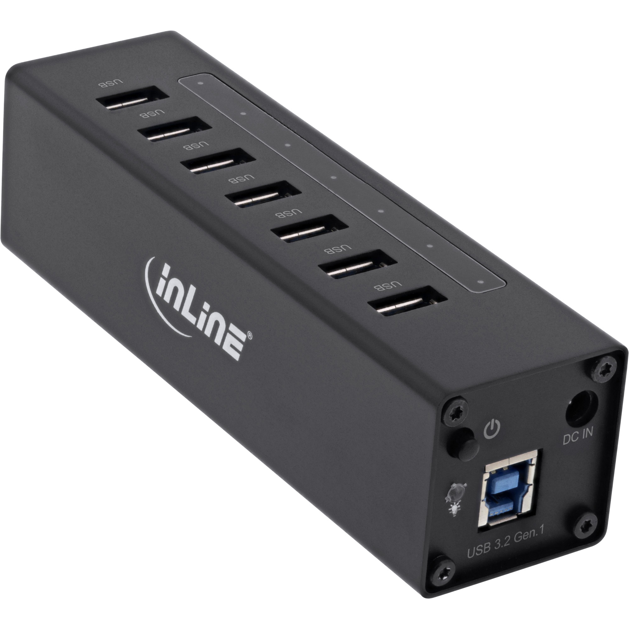 INLINE USB 3.0 Hub 7 Port Aluminiumgehäuse schwarz mit 3A Netzteil