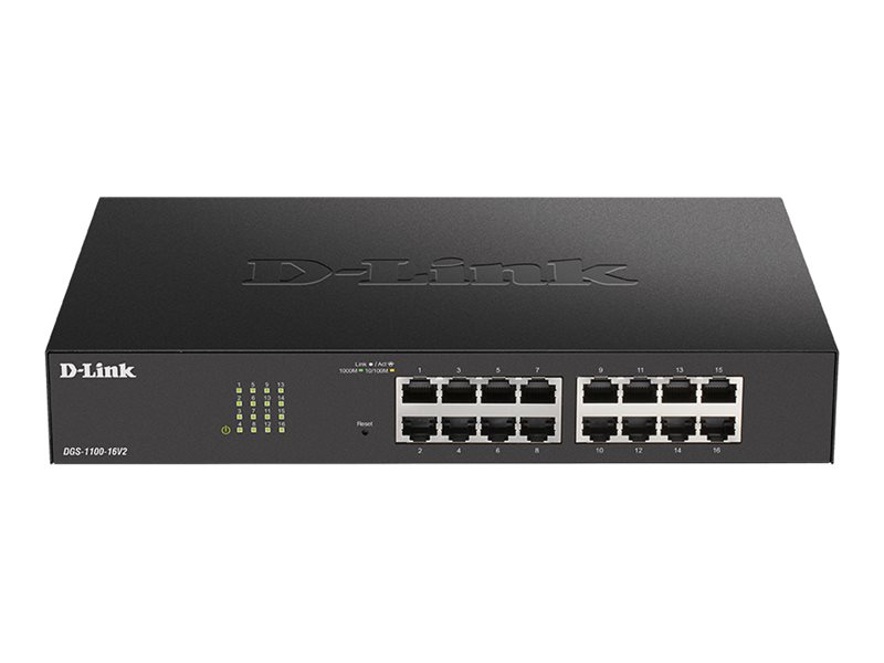 D-LINK DGS-1100-16V2/E 16-Port Layer2 Smart Gigabit Switch 16x 10/100/1000 Mbit/s ohne Lüfter D-LINK DGS-1100-16V2/E 16-Port Layer2 Smart Gigabit Switch 16x 10/100/1000 Mbit/s ohne Lüfter