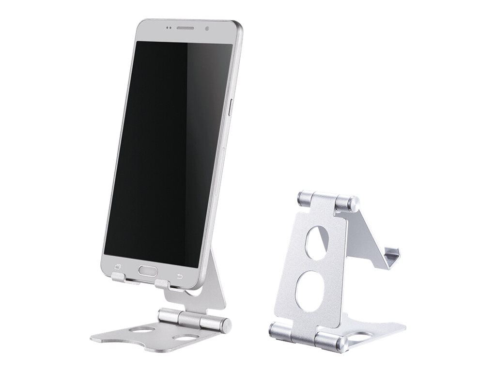 NEOMOUNTS SmartPhone Handy Halter Telefonständer DeskStand bis 12cm 5Zoll klappbar kompakt silber
