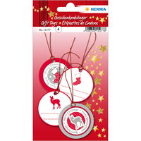 HERMA Geschenkanhaenger weiss/rot/grau Xmas mit Motiv Ø 5,0 cm 4 St. HERMA Geschenkanhaenger weiss/rot/grau Xmas mit Motiv Ø 5,0 cm 4 St.