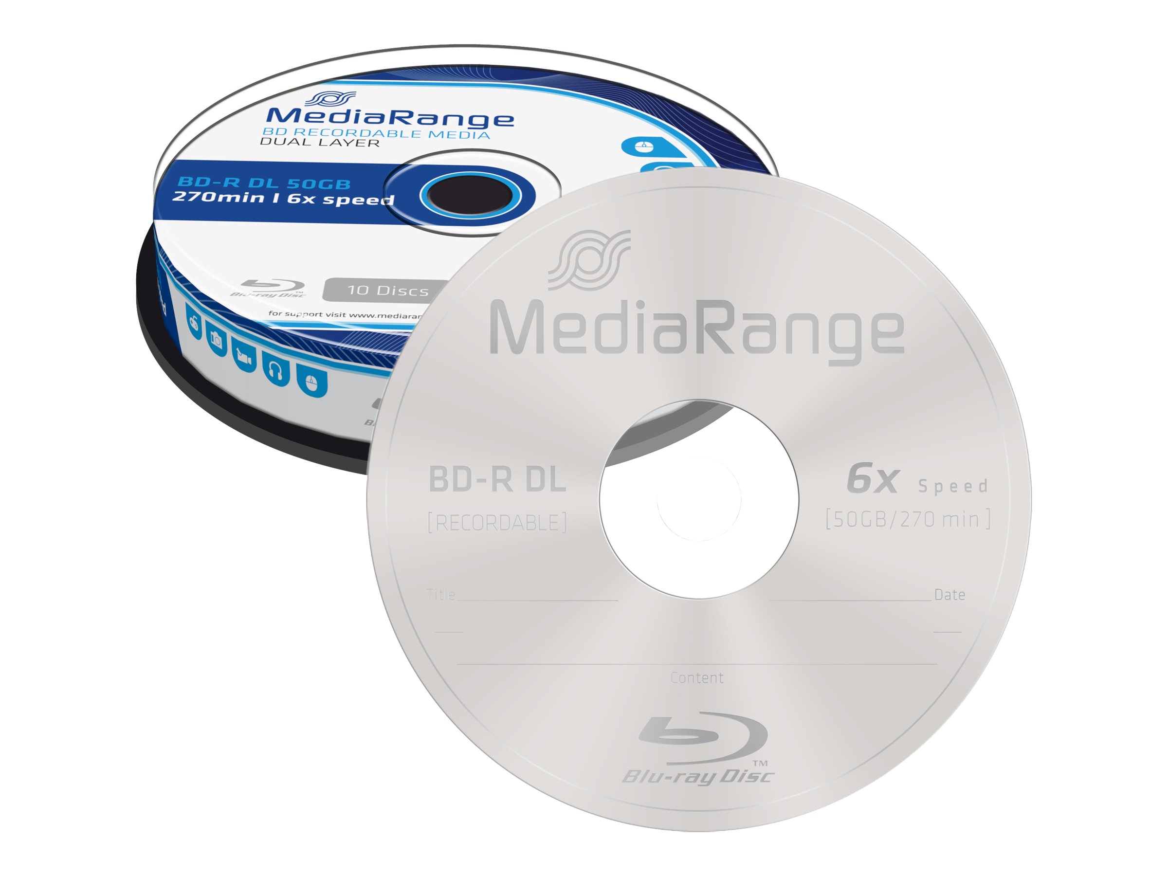 MEDIARANGE BDR DL 50GB 6x10 CB WORM