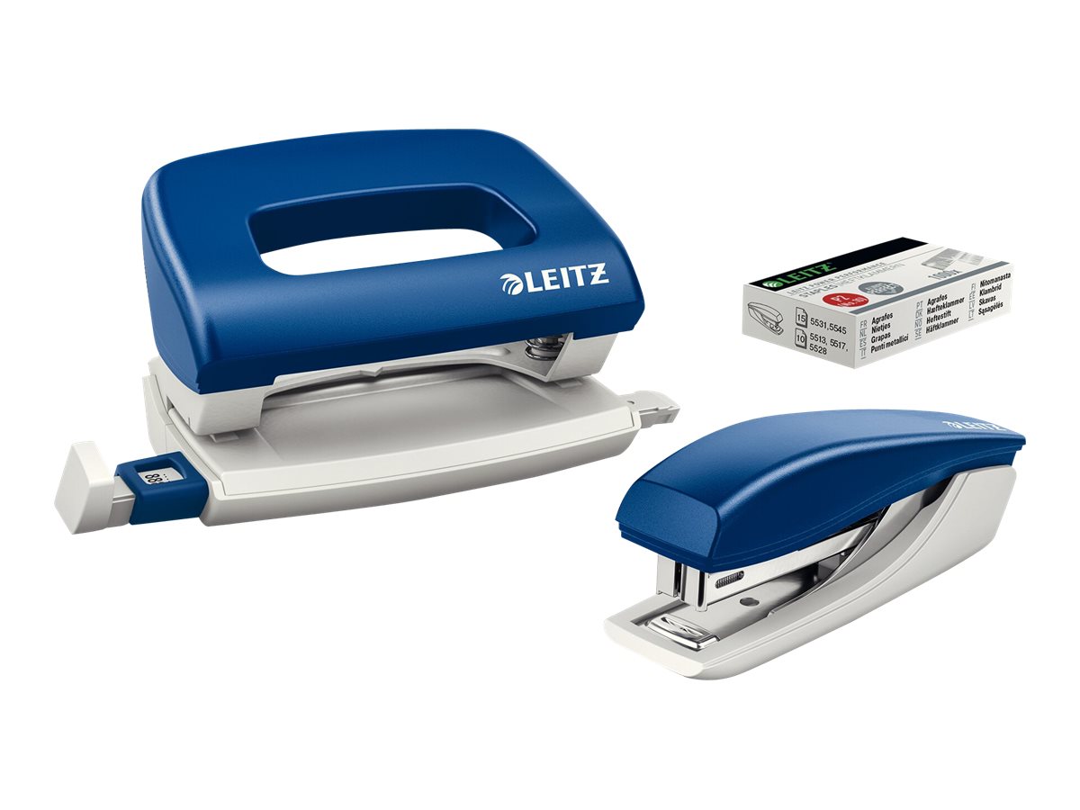 LEITZ Locher und Heftgeraete Set NeXXt 5058 und 5517 Mini blau LEITZ Locher und Heftgeraete Set NeXXt 5058 und 5517 Mini blau