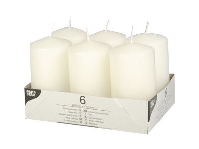 6 STARPAK Stumpenkerze weiss