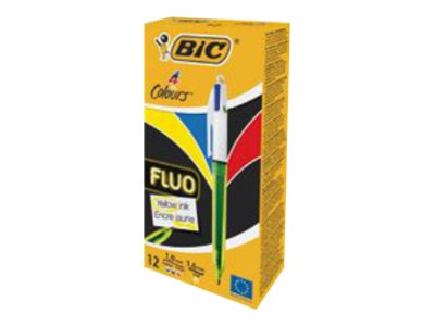 BIC 4-Farben-Kugelschreiber 4 Colours Fluo neongelb, Schreibfarbe: schwarz, blau, rot, neongelb, 1 St. BIC 4-Farben-Kugelschreiber 4 Colours Fluo neongelb, Schreibfarbe: schwarz, blau, rot, neongelb, 1 St.