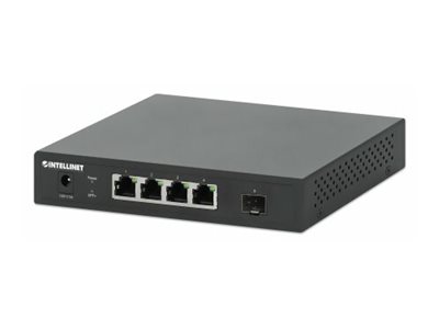INTELLINET 5-Port Switch mit Vier 10/100/1000/2500 Mbit/s-RJ45-Ports ein 10G SFP+ Steckplatz Desktop-Format optionale Wandmontage