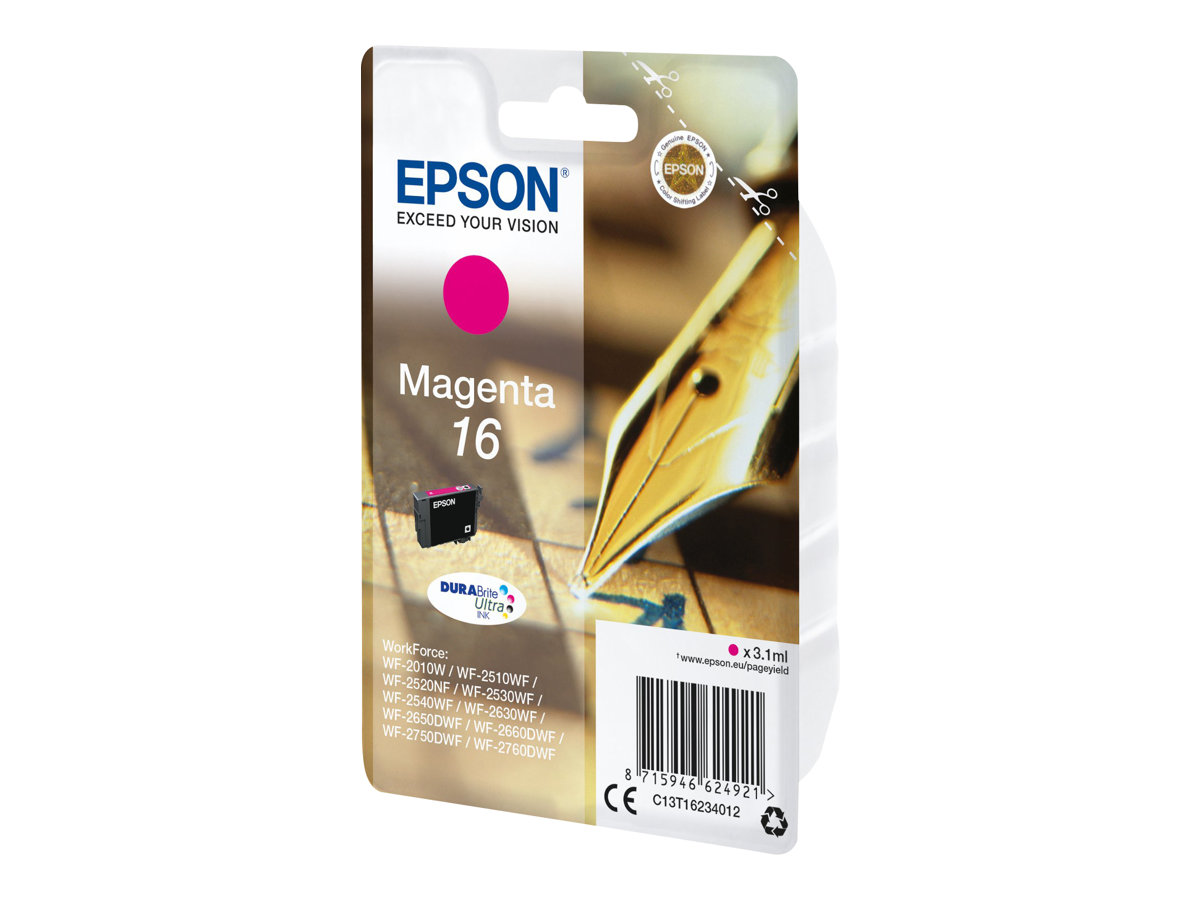 EPSON 1LB 16 ink cartridge magenta standard capacity 3.1ml 165 pages 1-pack blister without alarm EPSON 1LB 16 ink cartridge magenta standard capacity 3.1ml 165 pages 1-pack blister without alarm