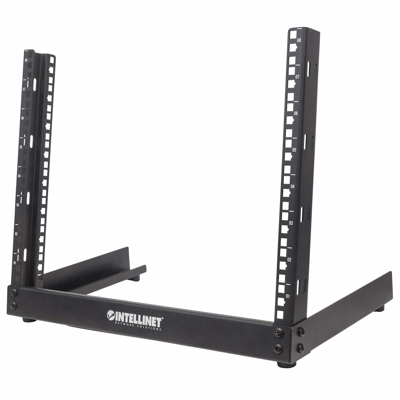 INTELLINET 48,3cm 8HE Laborgestell 2Pfosten DesktopLaborgestell 19 Zoll Flatpack schwarz