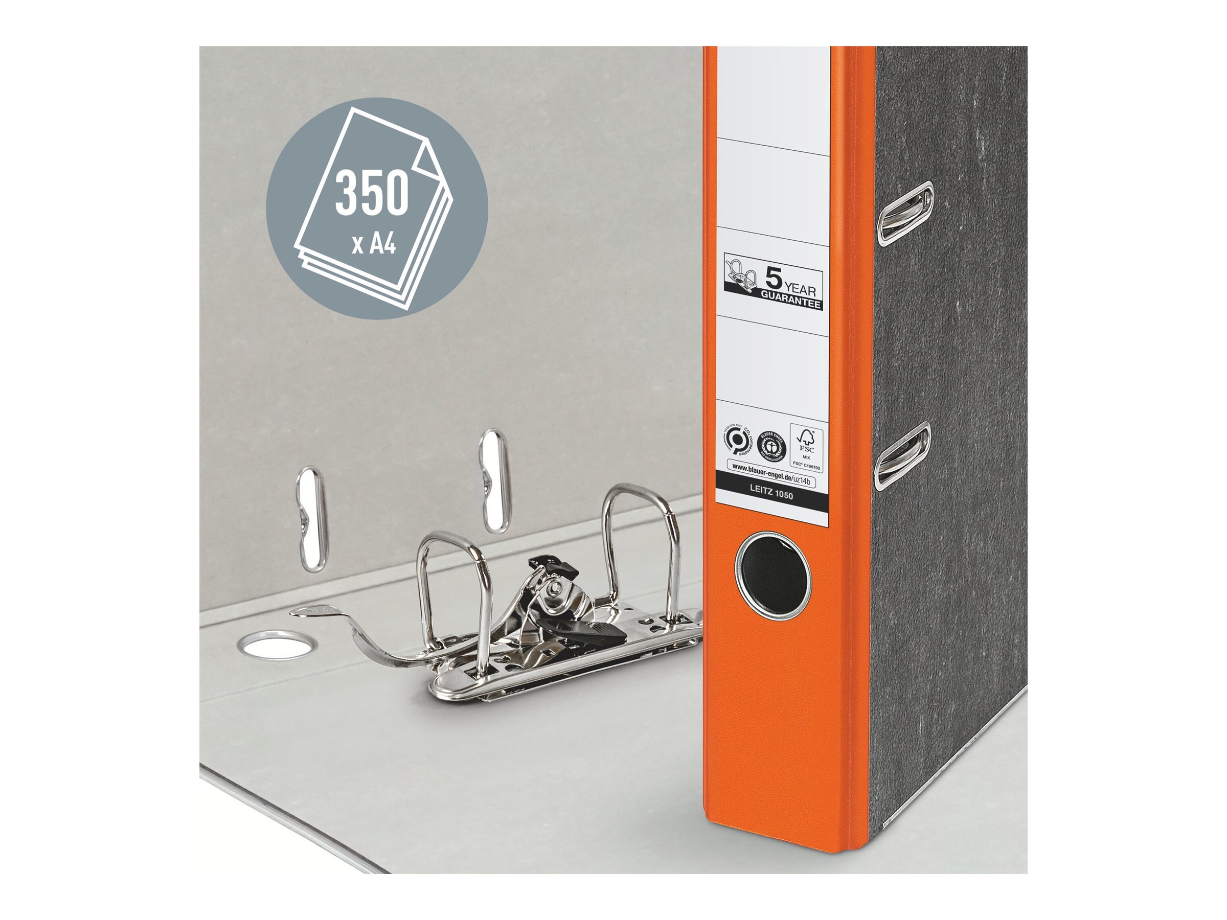 LEITZ 1050 Ordner orange marmoriert Karton 5,2 cm DIN A4
