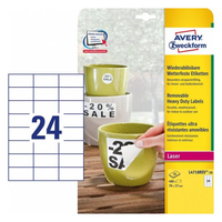480 AVERY Zweckform wetterfeste Folienetiketten L4718REV-20 weiss 70,0 x 37,0 mm