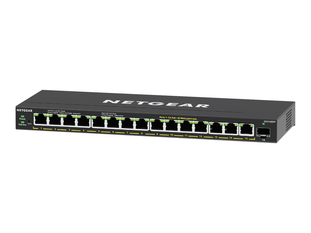 Netgear GS316EPP-100PES Plus Switch-managed 15x 10/100/1000 + 1x SFP