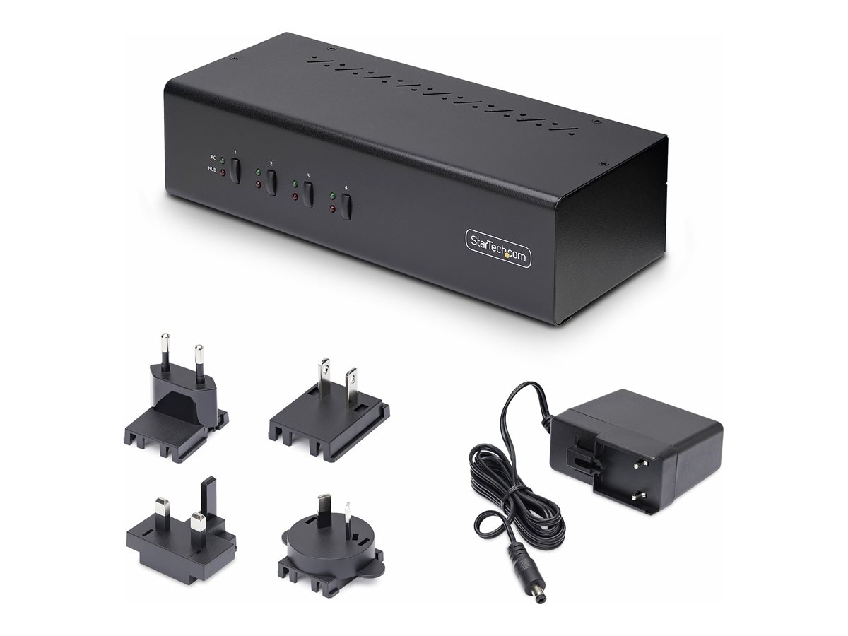 STARTECHCOM 4Port KVM Switch Dual Monitor DisplayPort 4K 60Hz 2x USB 30 2x USB 20 HotkeyDrucktasten KVM Umschalter 4 PC 2monito