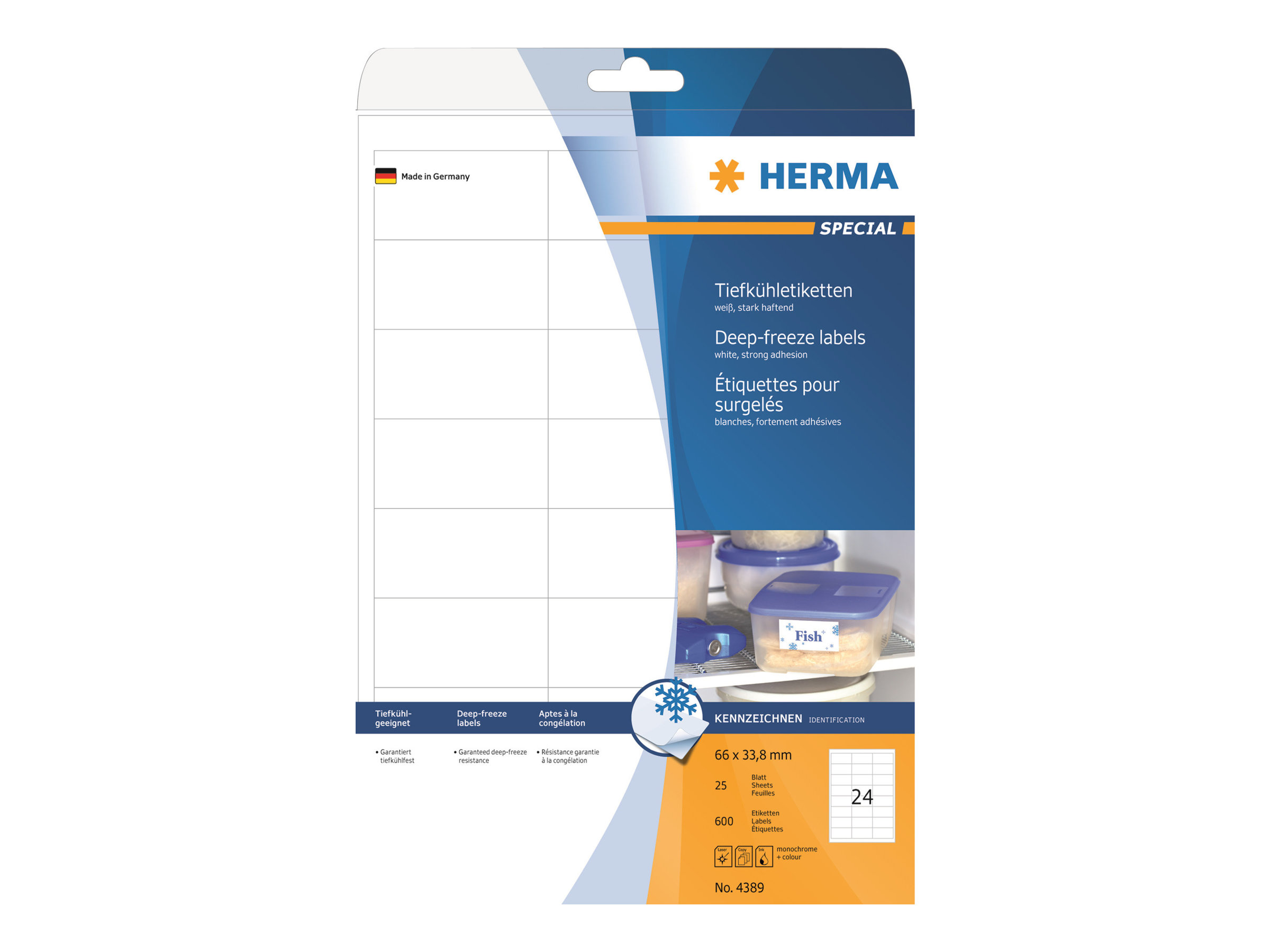 600 HERMA SPECIAL TiefkÃ¼hletiketten 4389 weiÃ 66,0 x 33,8 mm