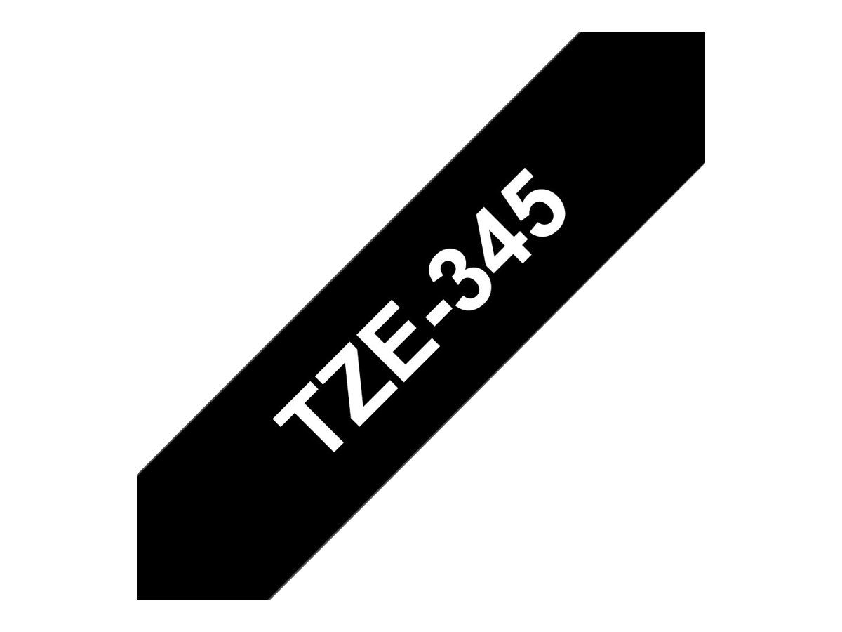 Brother TZe-345 - Standard-Klebstoff - Weiß auf Schwarz - Rolle (1,8 cm x 8 m)