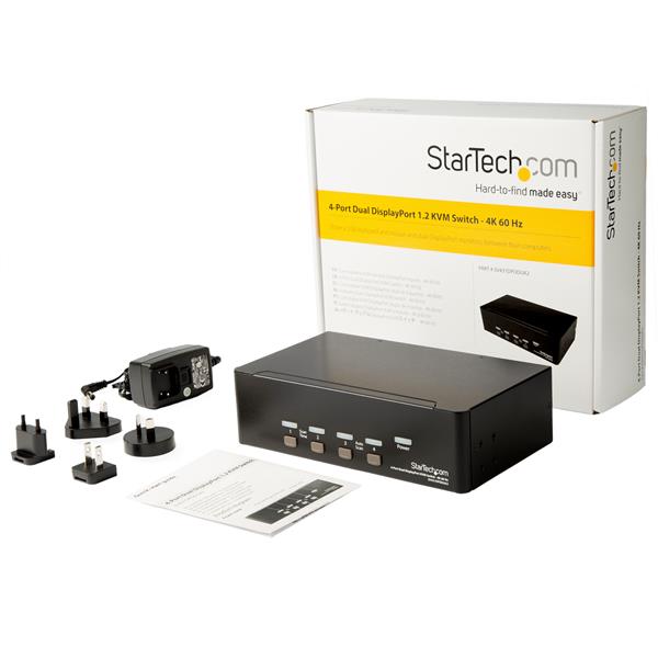 STARTECHCOM 4 Port Dual DisplayPort KVM Switch DisplayPort 12 KVM 4K 60Hz DisplayPort Switch USB KVM Switch