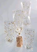 folia Zellglas-Bodenbeutel Mond und Sterne gold 18,0 x 29,5 cm 10 St.