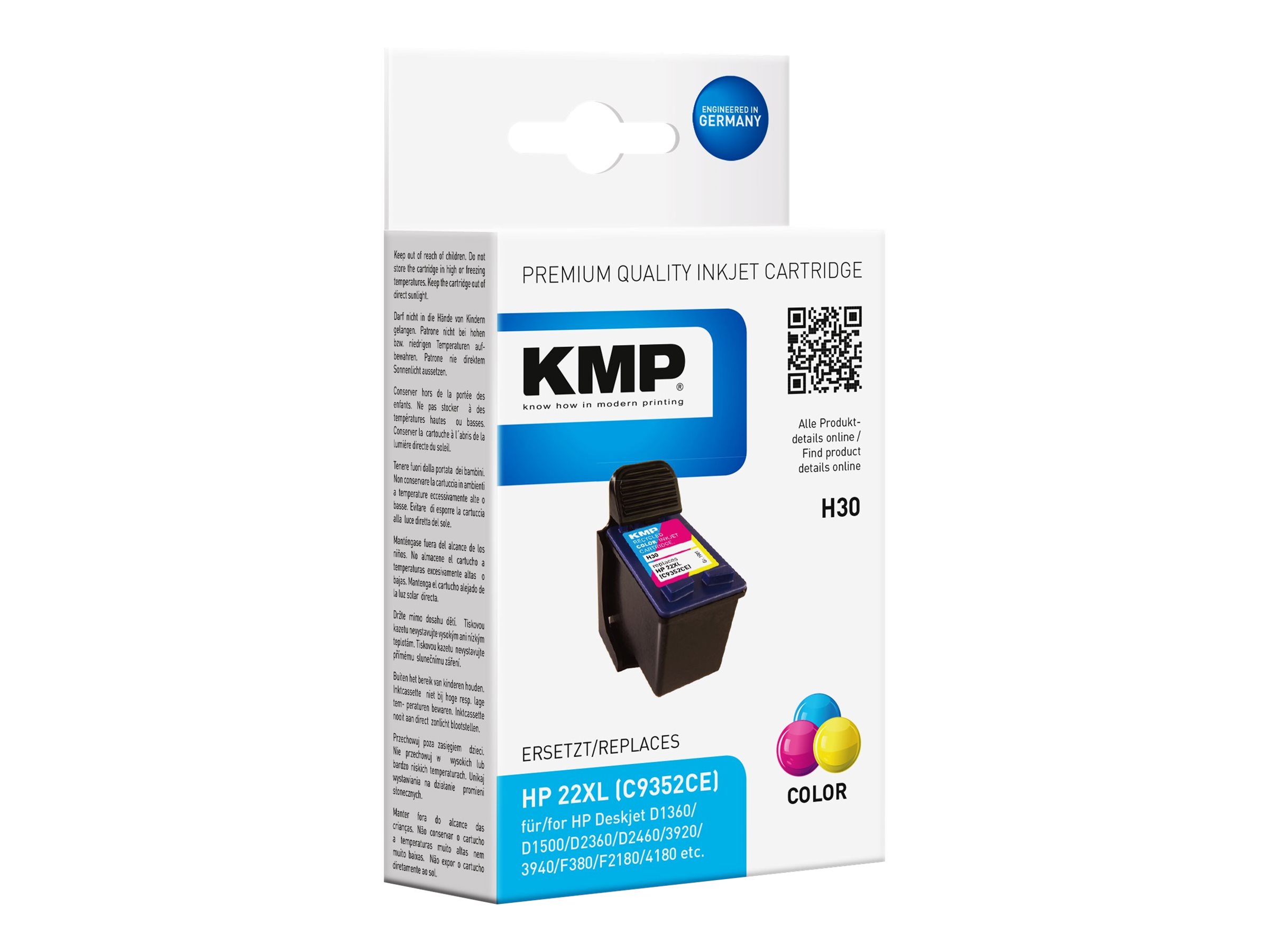 KMP H30 color Druckerpatrone kompatibel zu HP 22 (C9352A) KMP H30 color Druckerpatrone kompatibel zu HP 22 (C9352A)