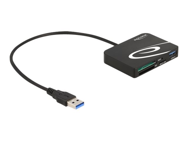 Delock Card Reader fuer XQD / SD / Micro SD Speicherkarten + USB Typ-A Port Delock Card Reader fuer XQD / SD / Micro SD Speicherkarten + USB Typ-A Port
