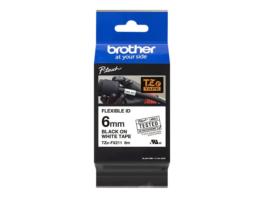 TZEFX211 BROTHER PTOUCH 6mm WEISS-SCHW