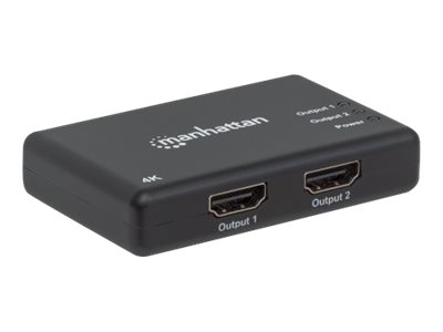 Manhattan HDMI Splitter 2-Port , 4K@30Hz, Displays output from x1 HDMI source to x2 HD displays (same output to both displays)