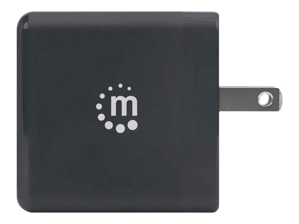 MANHATTAN GaN Power Delivery USB-Ladegeraet USB-Netzteil USB-C PD-Port bis 65W auswechselbare Stecker fuer EU, UK und US