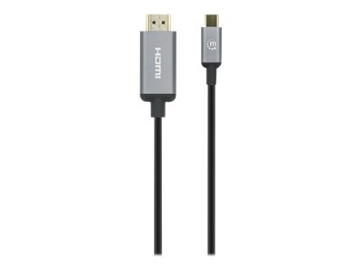 MANHATTAN 4K60Hz USB-C auf HDMI-Adapterkabel USB-C-Stecker auf HDMI-Stecker 2m vergoldete Kontakte schwarz