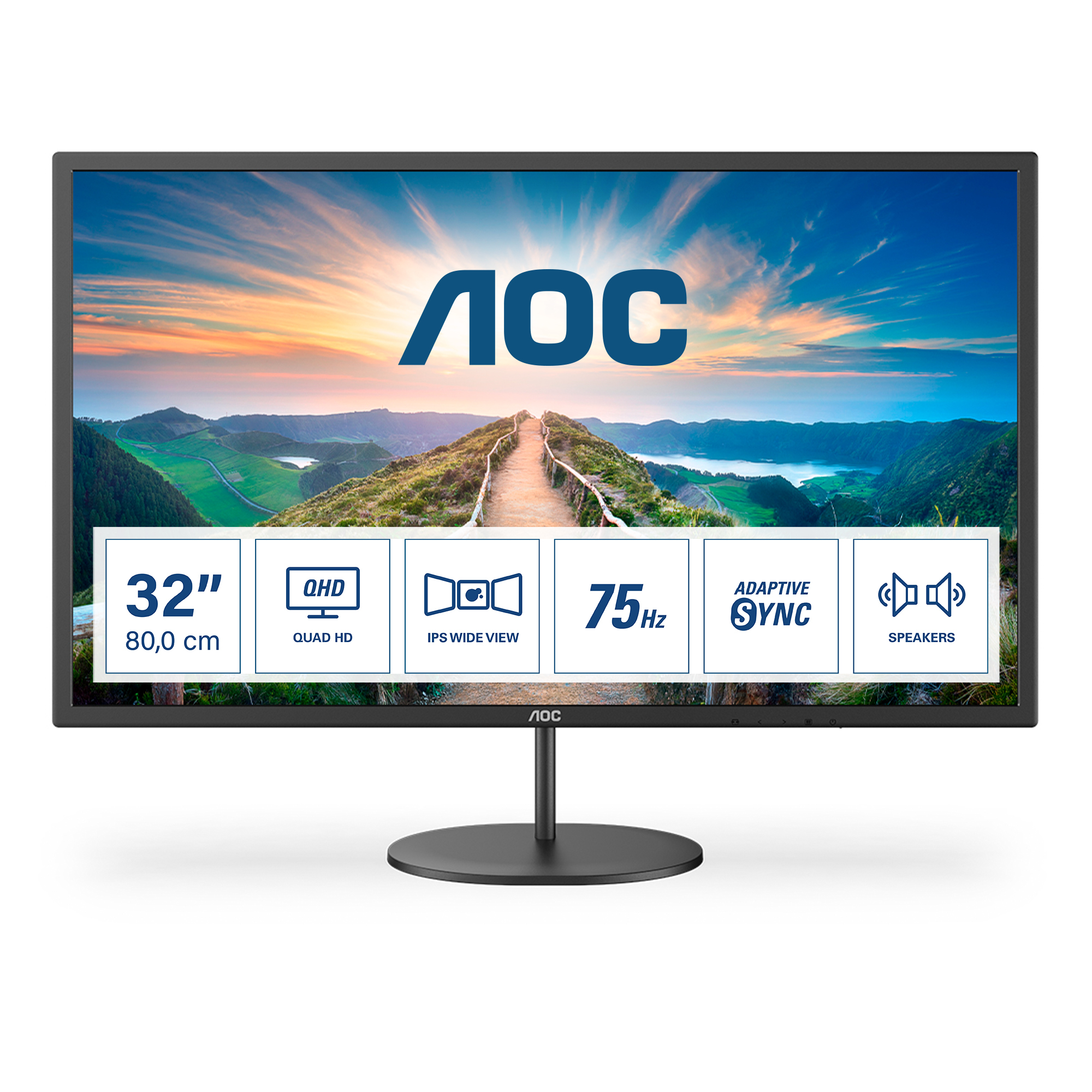 81,3cm32 2560x1440 AOC Q32V4 169 4ms IPS HDMI DisplayPort VESA Speaker QHD Black