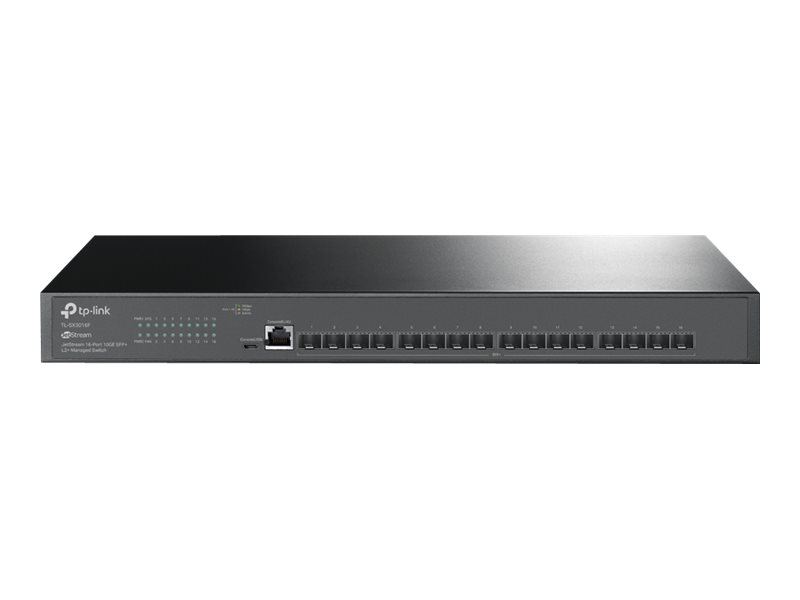 TP-LINK SX3016F Omada 16-Port 10GE SFP+ L2+ Managed Switch 16x 10G SFP+ Slots RJ45/Micro-USB Console Port TP-LINK SX3016F Omada 16-Port 10GE SFP+ L2+ Managed Switch 16x 10G SFP+ Slots RJ45/Micro-USB Console Port
