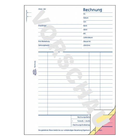 Avery Zweckform Rechnungsformular 1731 40 Blatt
