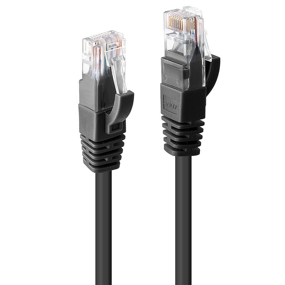 LINDY Cat.6 U/UTP Kabel, schwarz, 1m