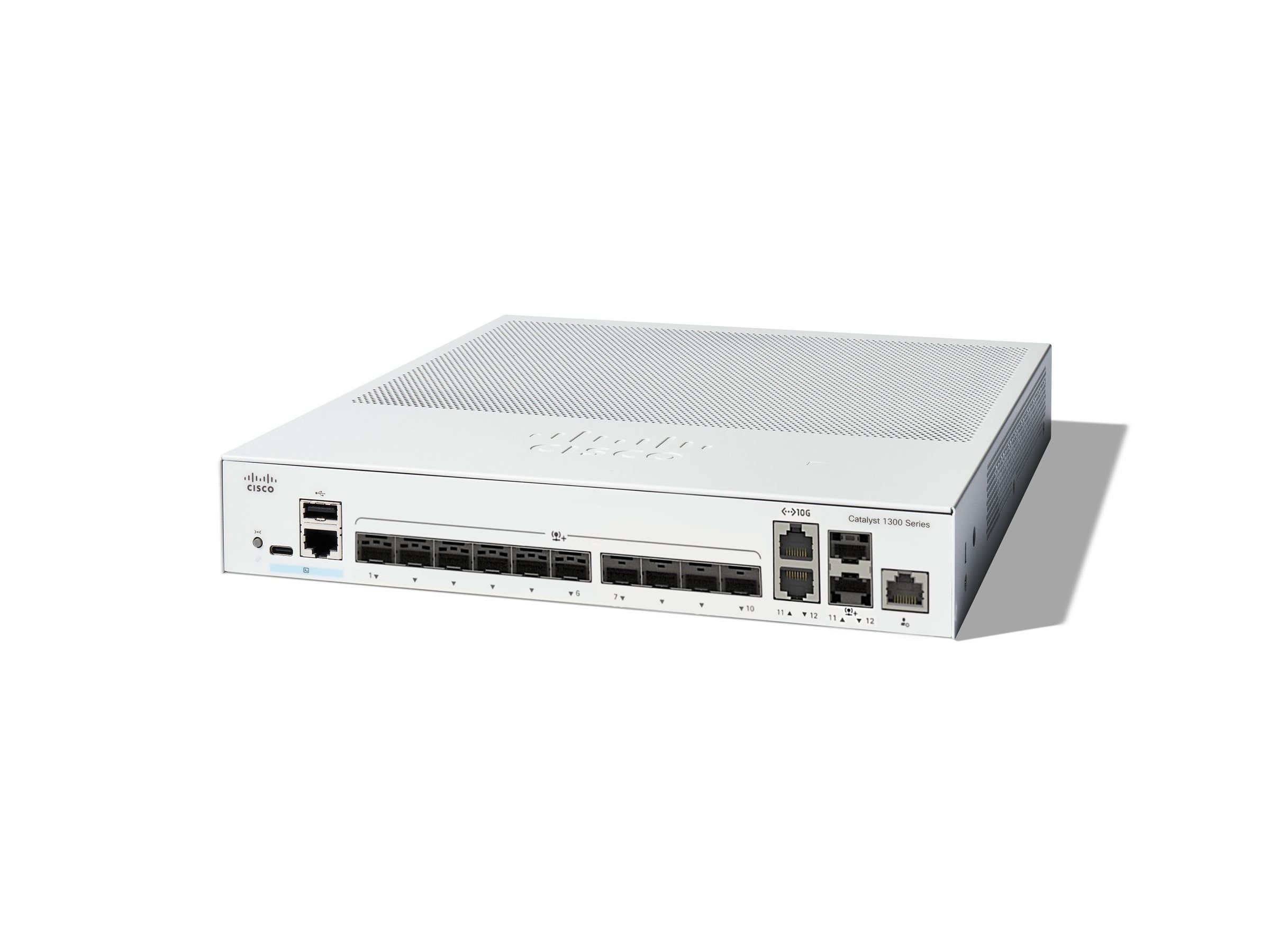 CISCO Catalyst 1300 12-Port Switch 10 x 10GE SFP+ 2 x 10GE Shared Uplinks CISCO Catalyst 1300 12-Port Switch 10 x 10GE SFP+ 2 x 10GE Shared Uplinks