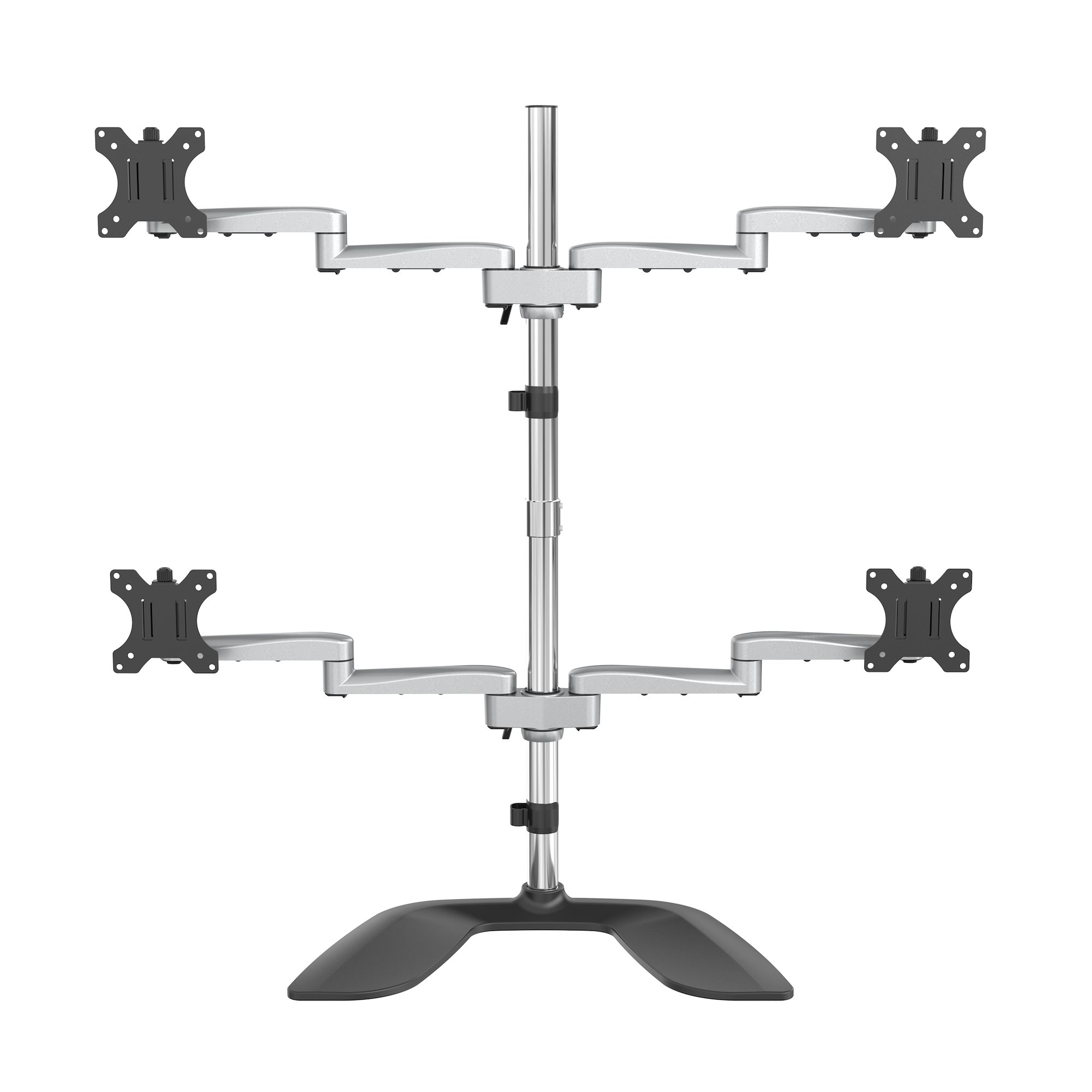 STARTECHCOM Monitorhalterung für vier Bildschirme Standfuss für bis zu 8128cm 32Zoll VESAMonitore beweglich Stahl Alum