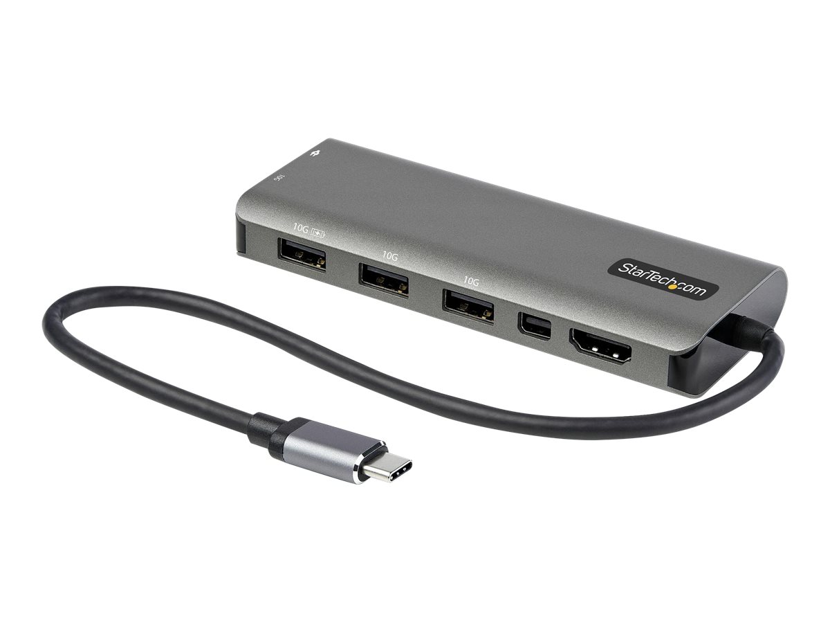 STARTECH.COM USB-C Multiport Adapter USB-C to HDMI or mDP 4K 60Hz 100W PD Pass-Through 4x 10Gbit/s USB - 30cm cable