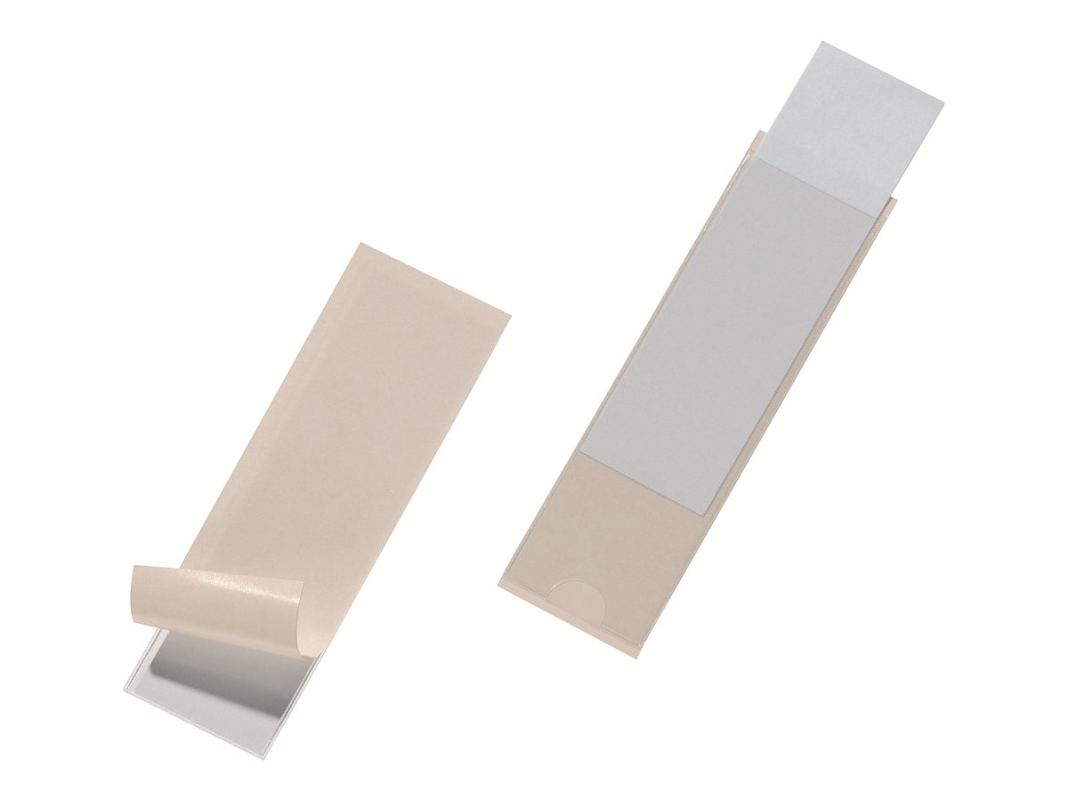DURABLE Beschriftungsschilder mit selbstklebender Hülle POCKETFIX genarbt Ordner, Mappen, Hefter, etc, 10 St