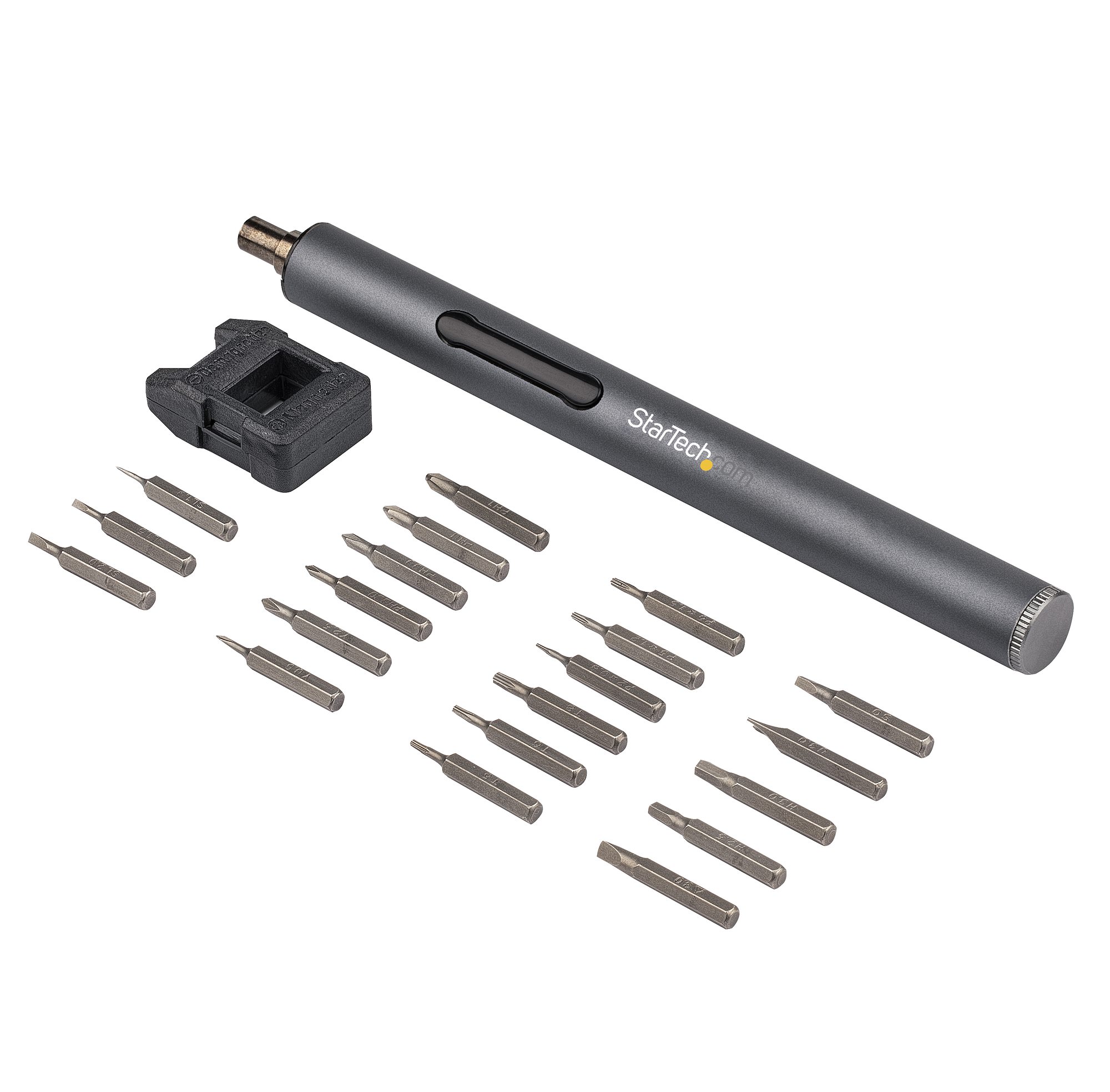 STARTECHCOM Elektrischer MiniSchraubendreher MiniAkkuschrauber 20 Bits LED Magnetisch Kabellos