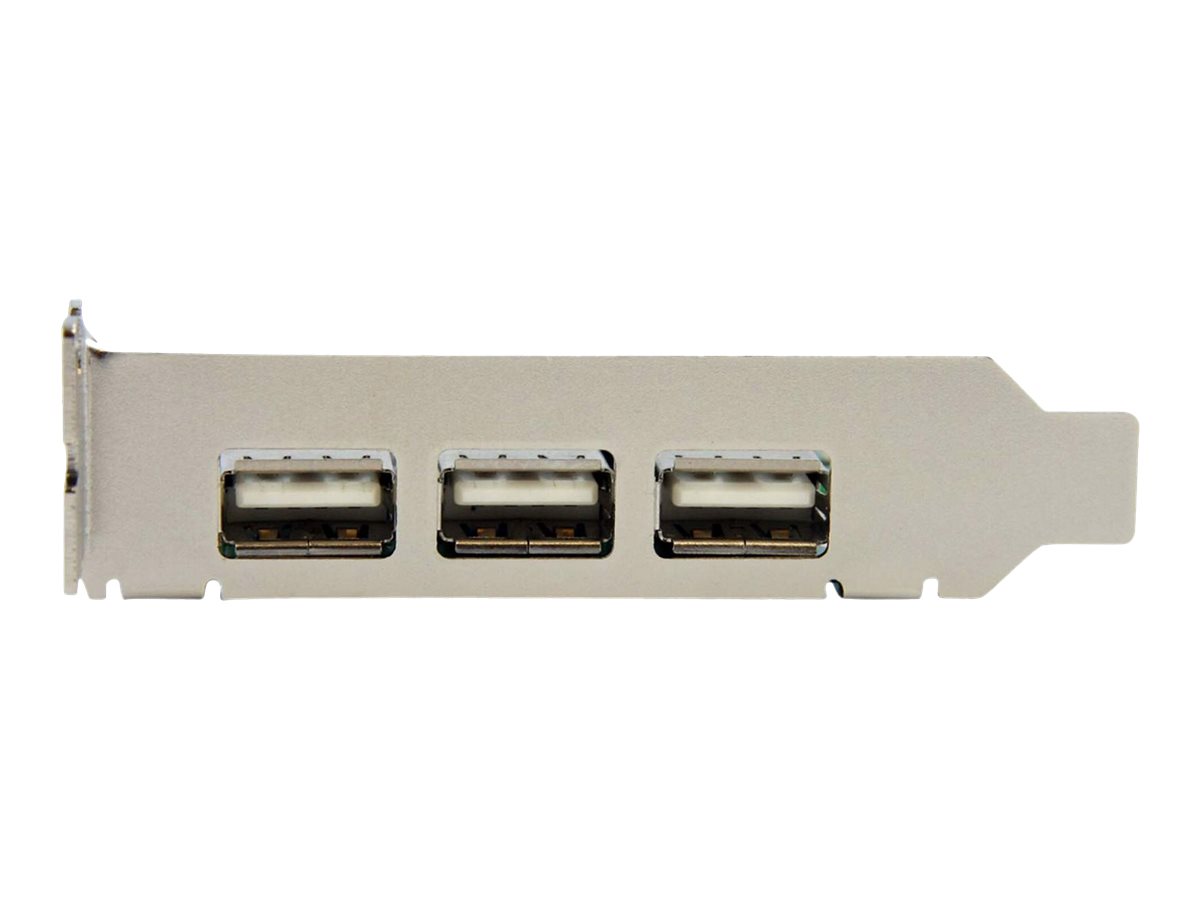 StarTech.com 4 Port USB 2.0 HighSpeed PCI Express Low Profile Schnittstellenkarte - 1 x USB 2.0 intern (Buchse) 3 x USB extern (Buchse) - USB-Adapter - PCIe - 4 Anschlüsse