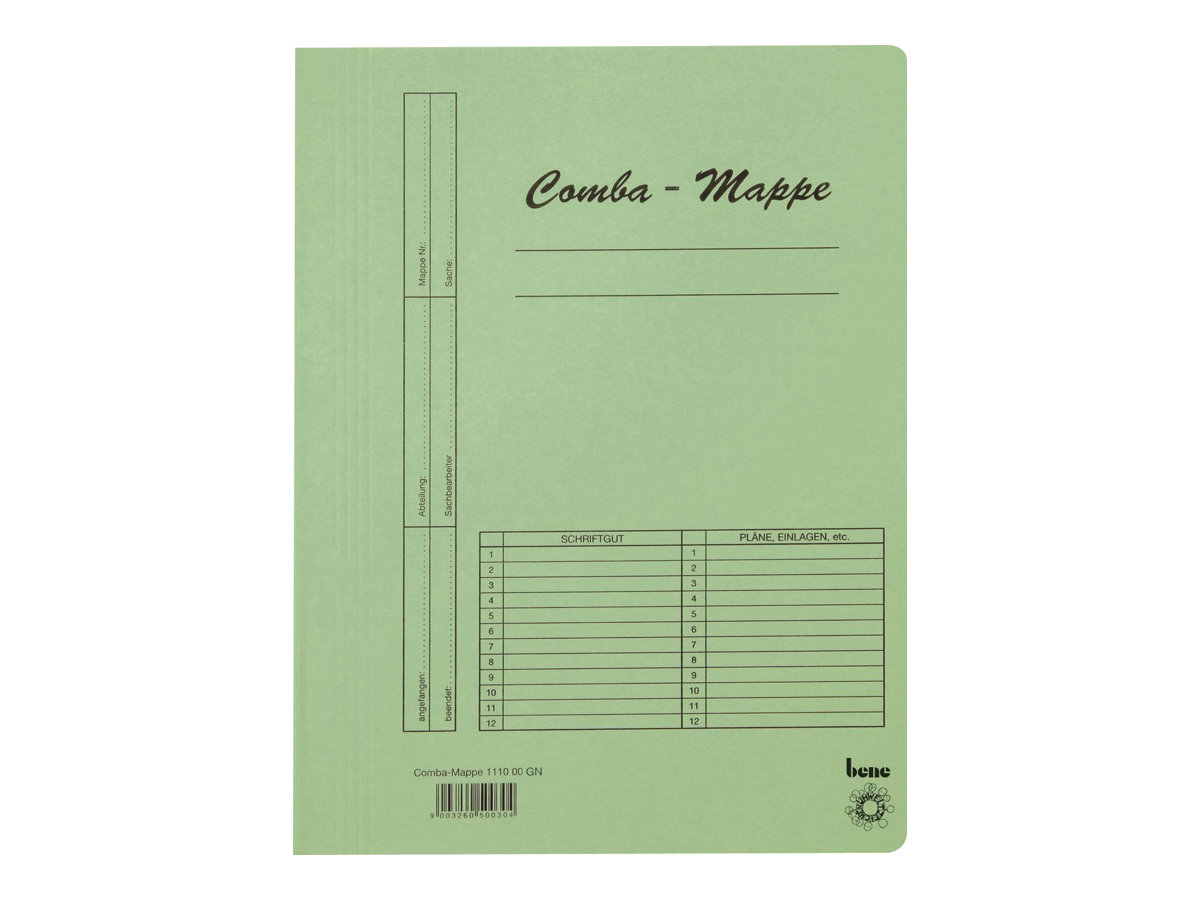 bene Schnellhefter CombaMappe Karton gruen DIN A4, 5 St