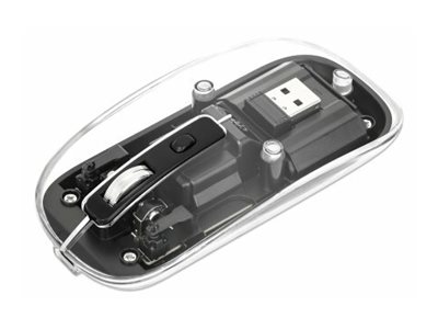MANHATTAN Transparente Wiederaufladbare Kabellose Maus LED-Beleuchtung USB-A-Mikroempfänger Links-/Rechtshänder durchsichtig/schwarz