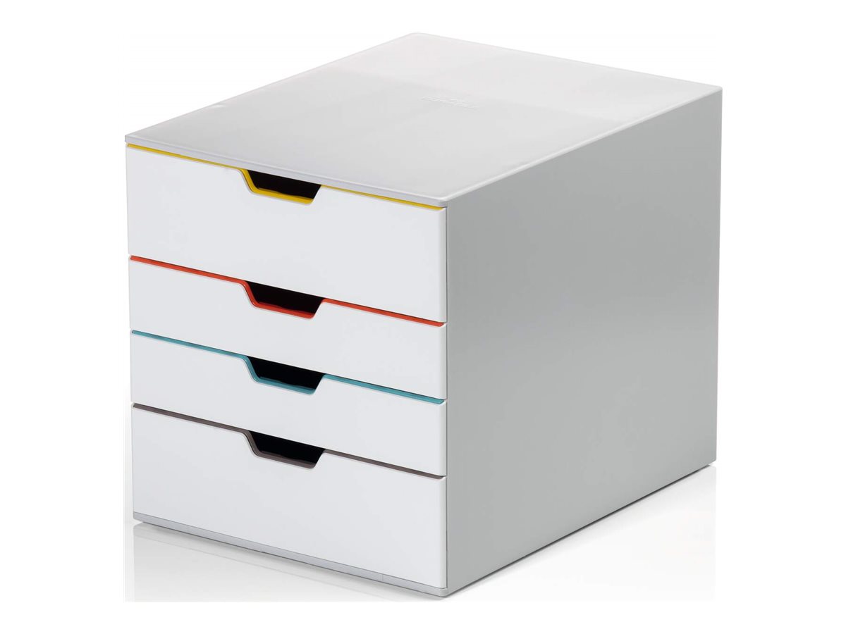 DURABLE Schubladenbox VARICOLOR® weiss mit bunten Farblinien 762427, DIN C4 mit 4 Schubladen DURABLE Schubladenbox VARICOLOR® weiss mit bunten Farblinien 762427, DIN C4 mit 4 Schubladen