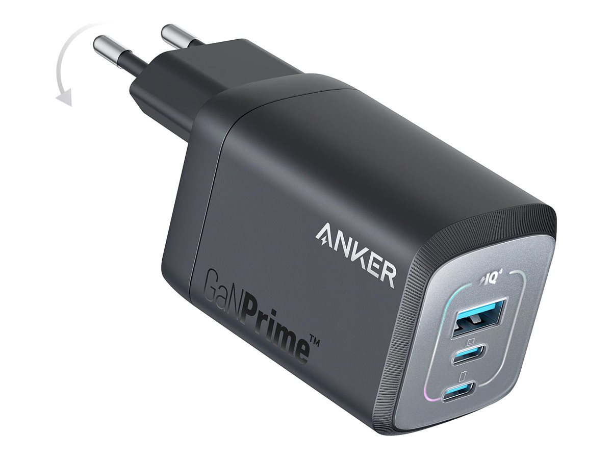 ANKER 735 Charger GaNPrime 67W Ladegerät 2x USB-C 1x USB-A klappbare Ladestifte schwarz ANKER 735 Charger GaNPrime 67W Ladegerät 2x USB-C 1x USB-A klappbare Ladestifte schwarz
